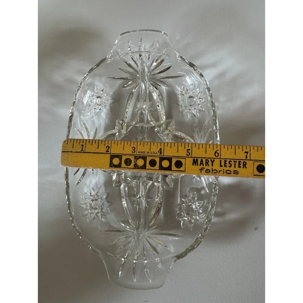 Vintage Anchor Hocking Star of David‎ Glass Relish Dish Divided Serving Tray 10